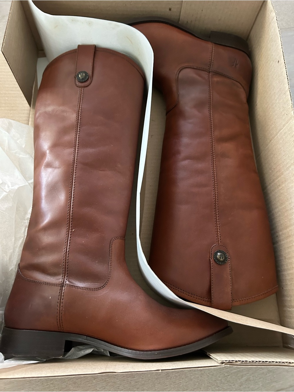 Frye Two-Tone Leather Ankle Boots - cognac leather